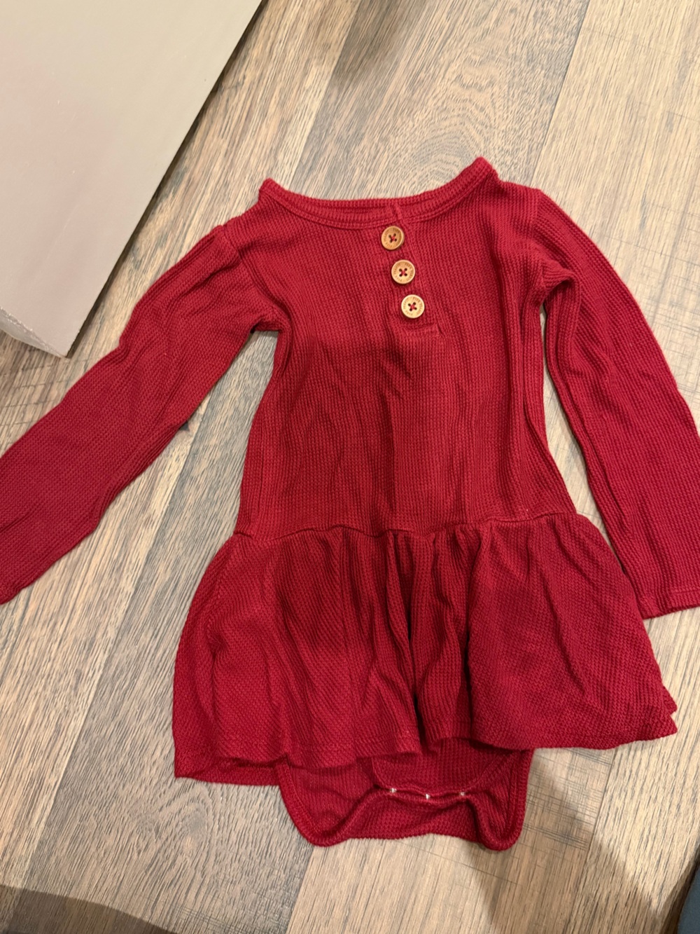 Posh Peanut. Girls Long Sleeve Red Knit Peplum Bodysuit